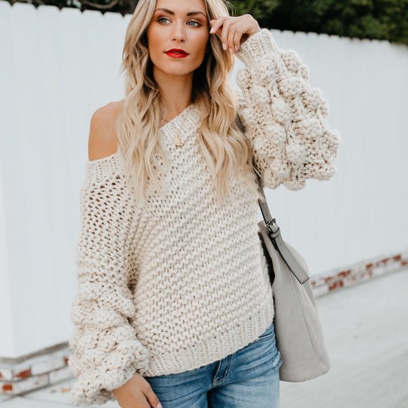 Vici Sweaters - Vici Handmade With Love Sweater - Natural (Large)